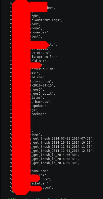 Partial Output of : aws s3api list-buckets — query Buckets[].Name