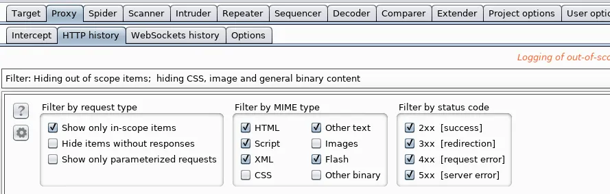 BURP Filter Options