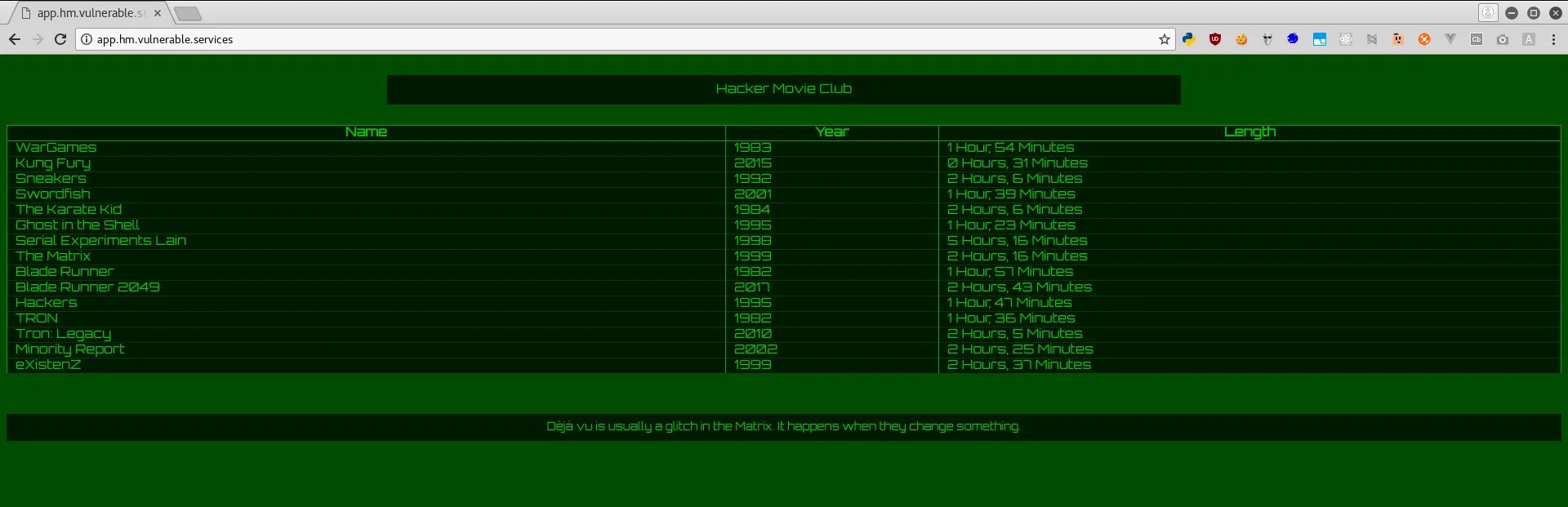 Main Page of Challenge