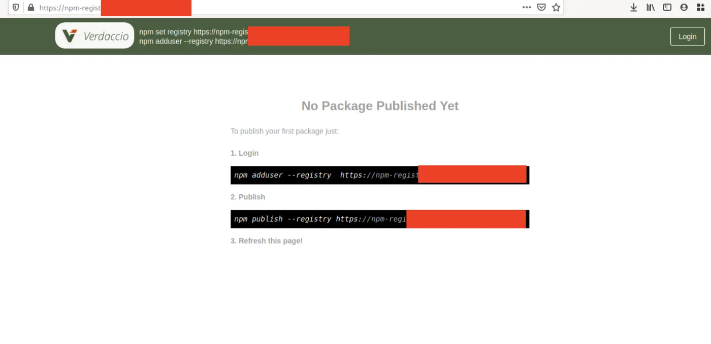 Private Registry’s Frontpage